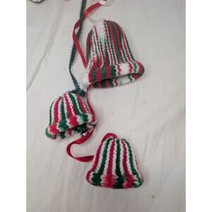 Vintage Knit Hanging Bells Christmas Ornament